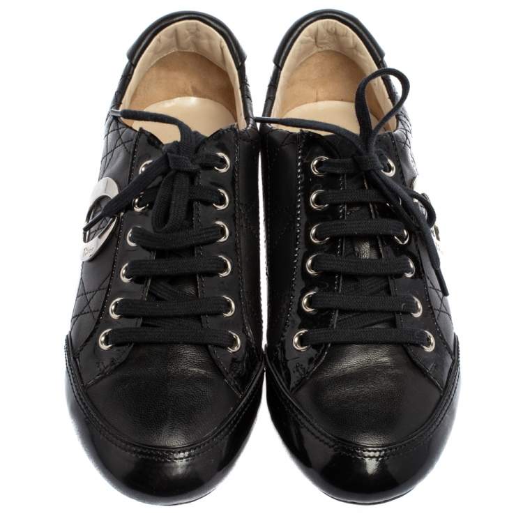 Pre Owned Dior Black Cannage Leather Low Top Sneakers Size 37
