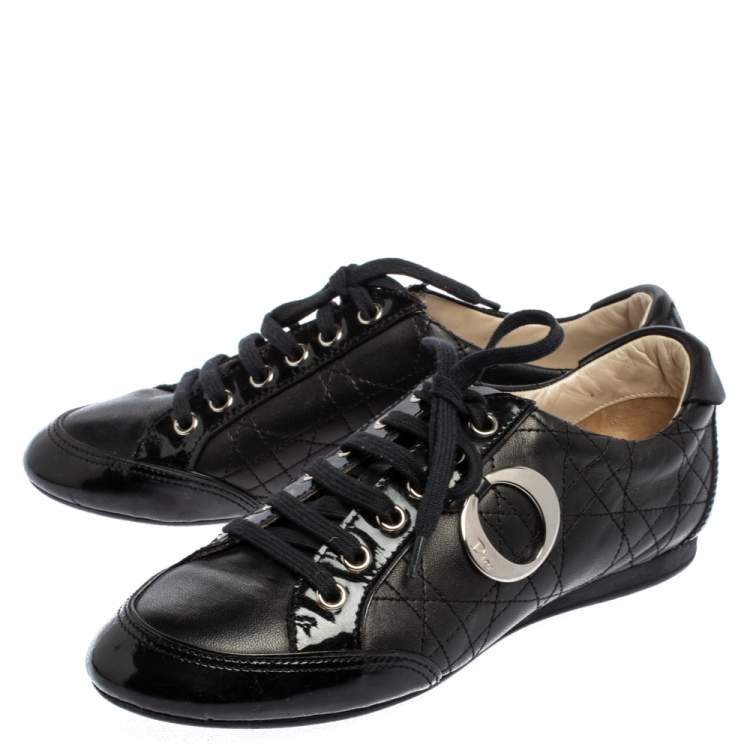 Pre Owned Dior Black Cannage Leather Low Top Sneakers Size 37