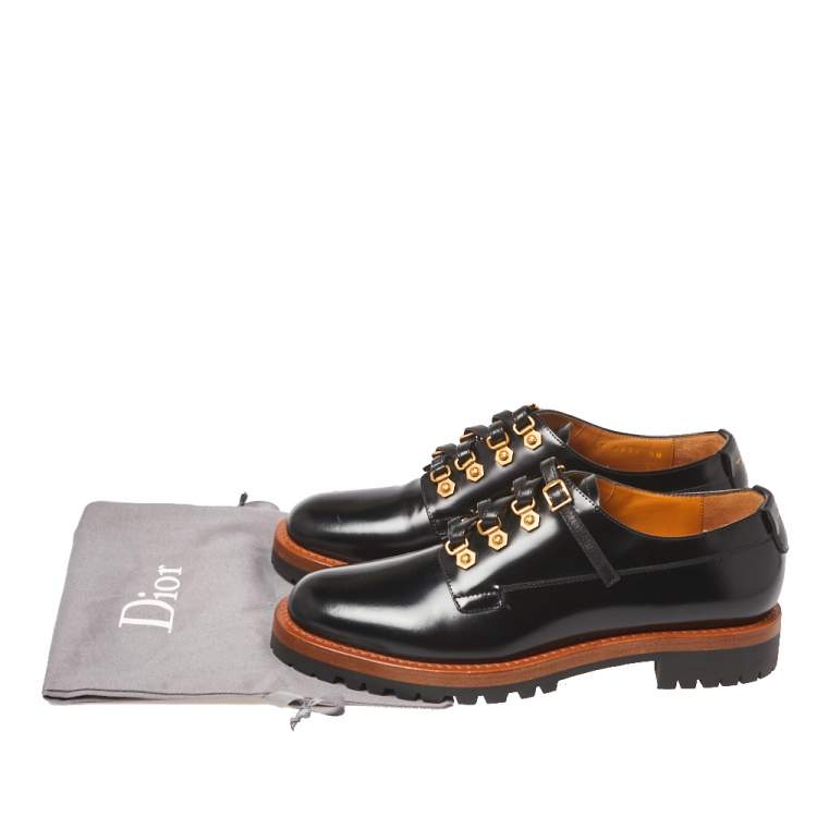 Pre Owned Dior Black Leather Lace Up Derby Size 38