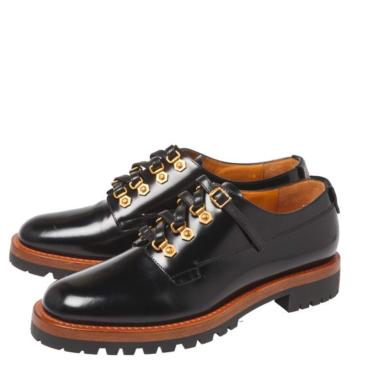 Pre Owned Dior Black Leather Lace Up Derby Size 38