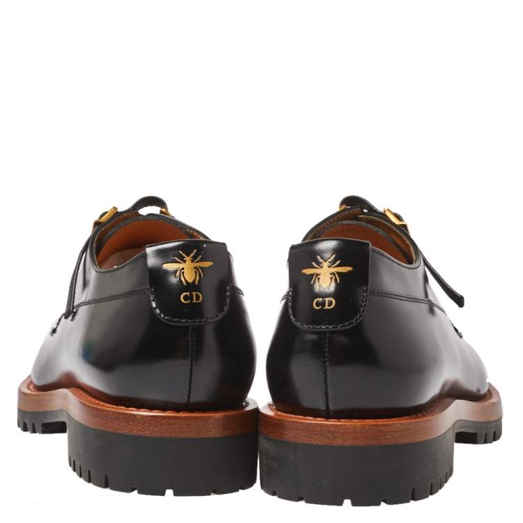Pre Owned Dior Black Leather Lace Up Derby Size 38