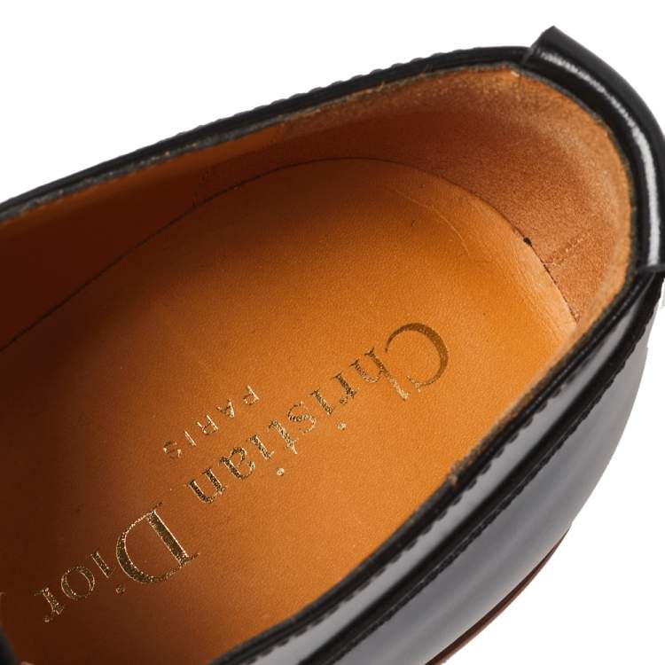 Pre Owned Dior Black Leather Lace Up Derby Size 38