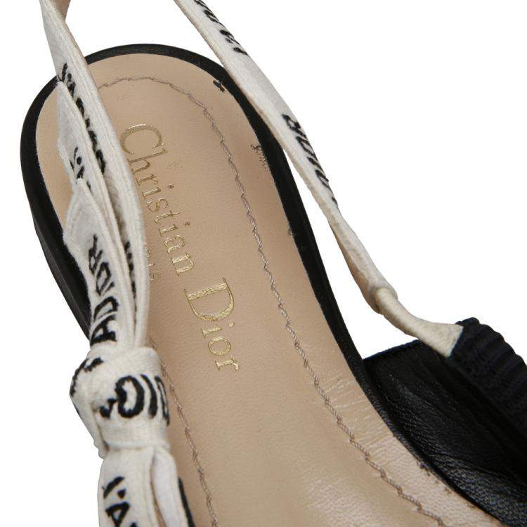 Pre Owned Dior Black/Creme Woven J'Adior Ballerina Slingback Flats EU 36.5
