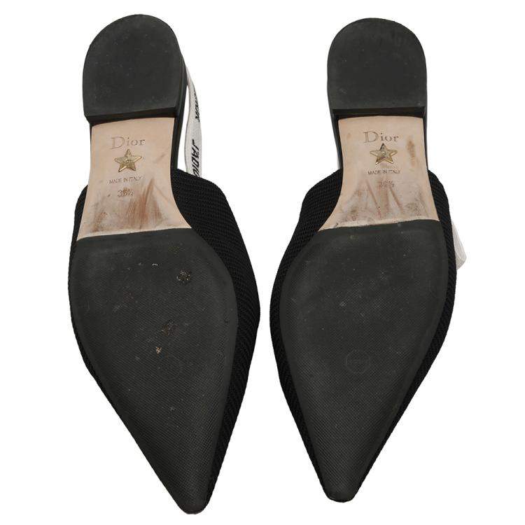 Pre Owned Dior Black/Creme Woven J'Adior Ballerina Slingback Flats EU 36.5