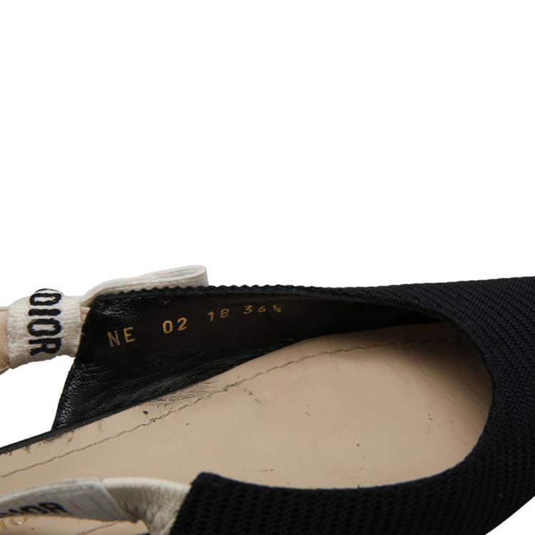 Pre Owned Dior Black/Creme Woven J'Adior Ballerina Slingback Flats EU 36.5