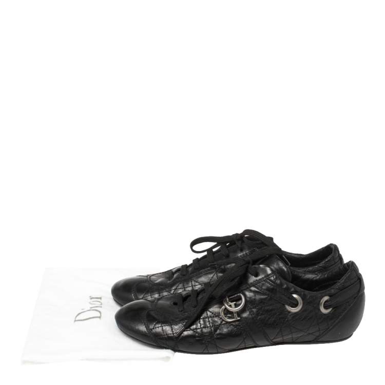 Pre Owned Dior Black Cannage Leather Low Top Sneakers Size 39.5
