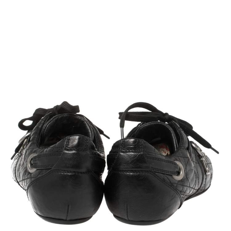 Pre Owned Dior Black Cannage Leather Low Top Sneakers Size 39.5