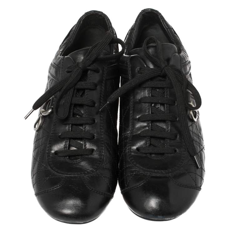Pre Owned Dior Black Cannage Leather Low Top Sneakers Size 39.5