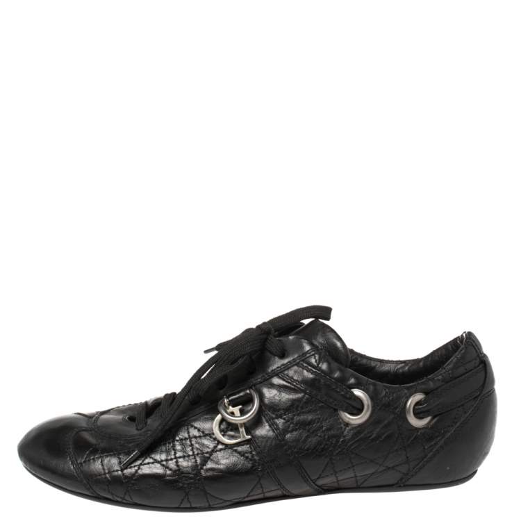 Pre Owned Dior Black Cannage Leather Low Top Sneakers Size 39.5
