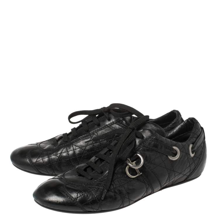 Pre Owned Dior Black Cannage Leather Low Top Sneakers Size 39.5