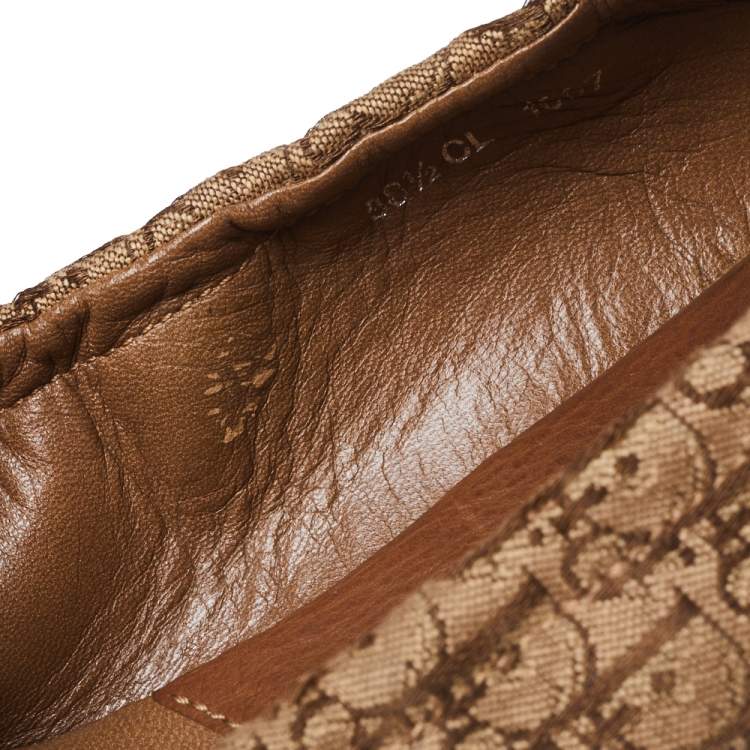 Pre Owned Dior Brown Diorissimo Canvas Bow Detail Scrunch Ballet Flats Size 38.5 