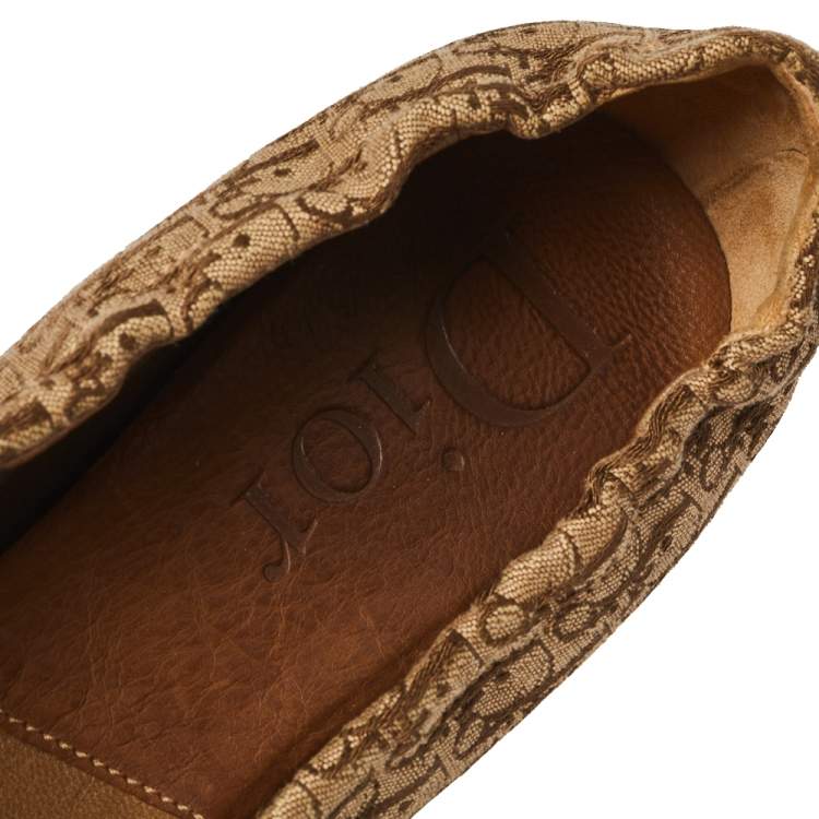 Pre Owned Dior Brown Diorissimo Canvas Bow Detail Scrunch Ballet Flats Size 38.5 