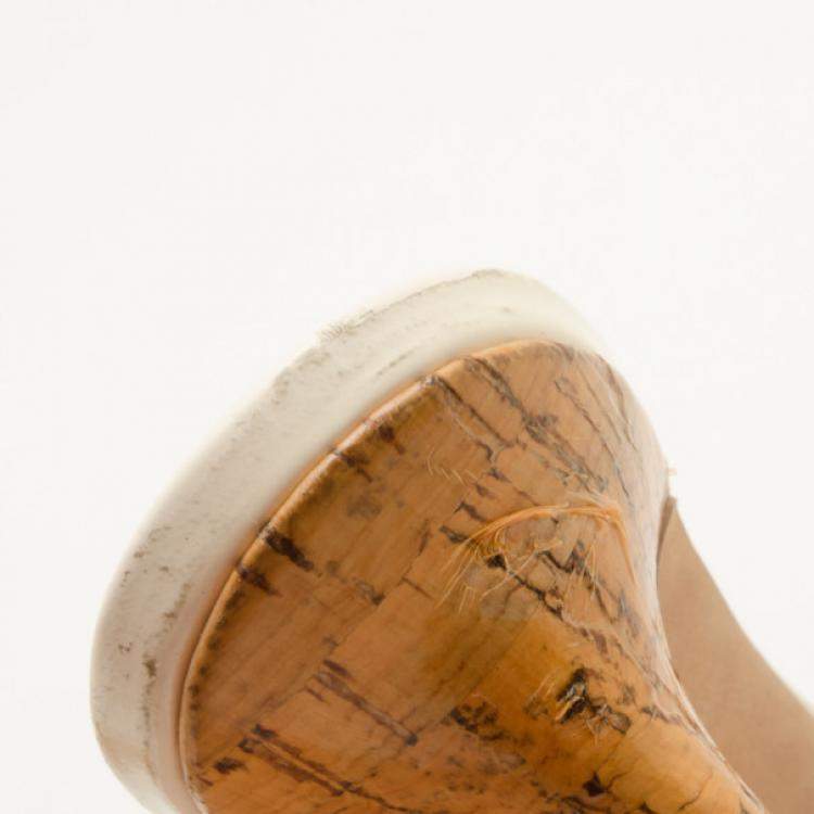Pre Owned Dior White Ribbon Detail Slides Size 37