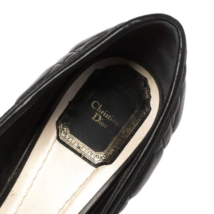 Pre Owned Dior Black Cannage Leather Peep Toe Platform Pumps Size 38