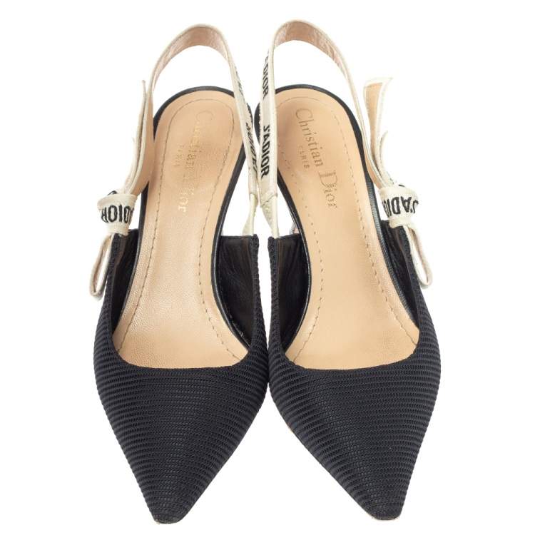 Pre Owned Christian  Dior Black Fabric J'Adior Slingback Pumps Size 36.5