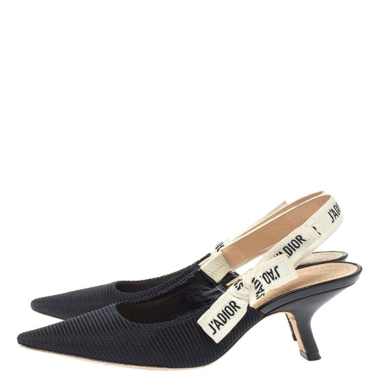 Pre Owned Christian  Dior Black Fabric J'Adior Slingback Pumps Size 36.5