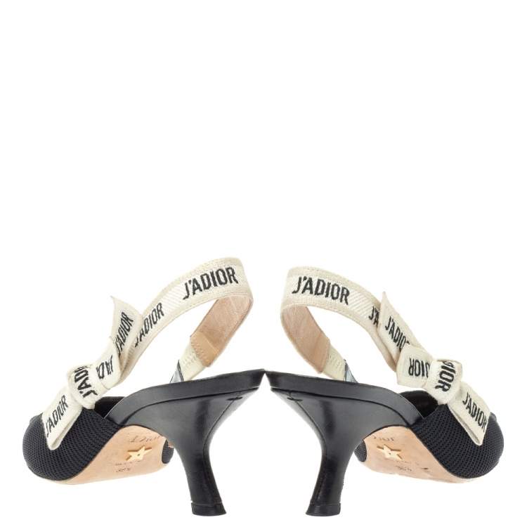 Pre Owned Christian  Dior Black Fabric J'Adior Slingback Pumps Size 36.5