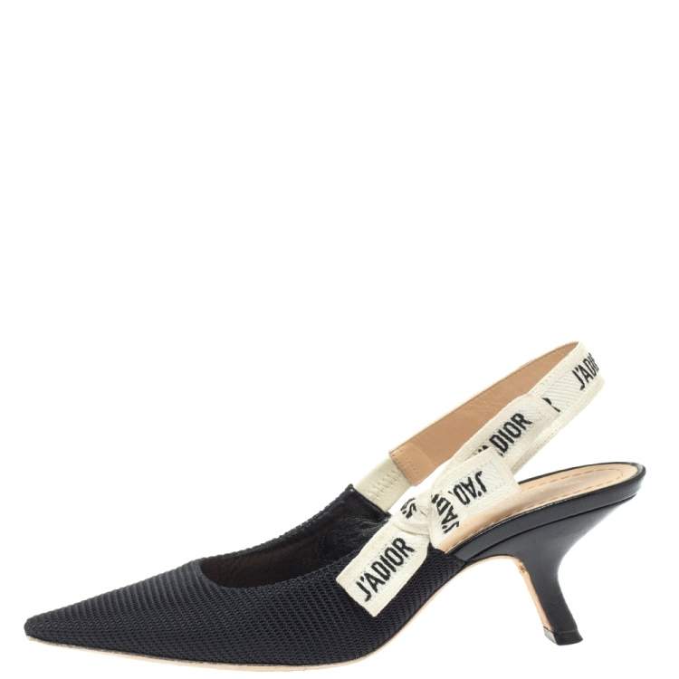 Pre Owned Christian  Dior Black Fabric J'Adior Slingback Pumps Size 36.5