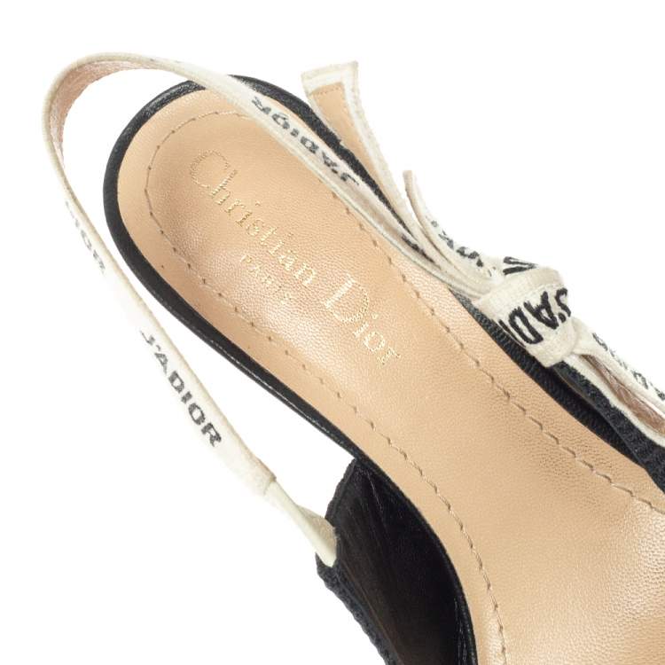 Pre Owned Christian  Dior Black Fabric J'Adior Slingback Pumps Size 36.5