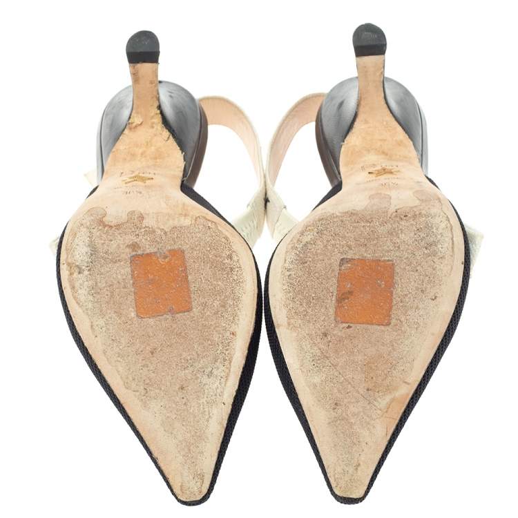 Pre Owned Christian  Dior Black Fabric J'Adior Slingback Pumps Size 36.5