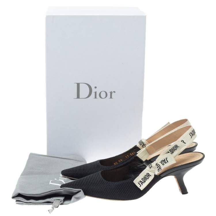 Pre Owned Christian  Dior Black Fabric J'Adior Slingback Pumps Size 36.5