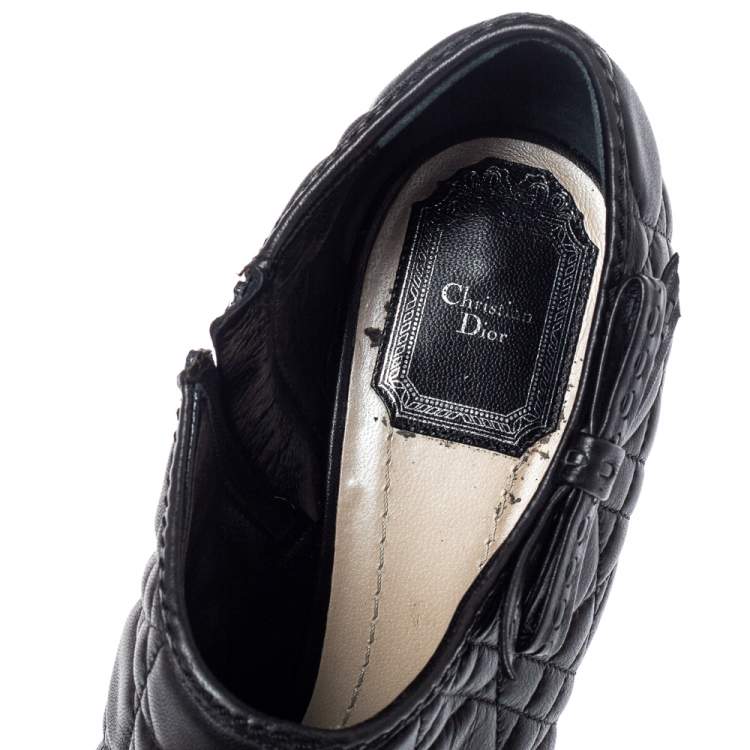 Pre Owned Dior Black Cannage Quilted Leather Ankle Booties Size 40.5