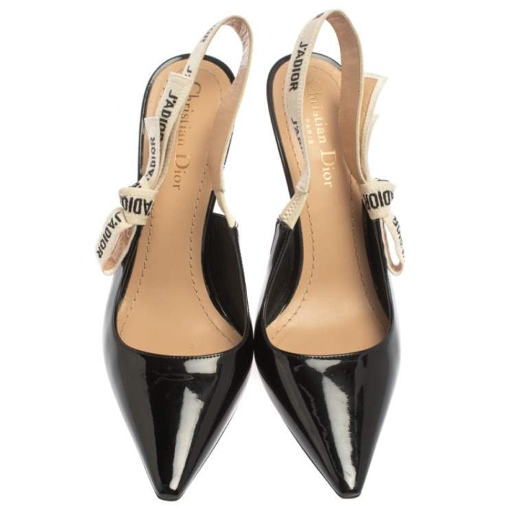 Pre Owned Dior Black Patent Leather J'Adior Slingback Pumps Size 37.5