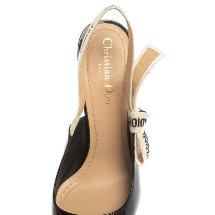 Pre Owned Dior Black Patent Leather J'Adior Slingback Pumps Size 37.5