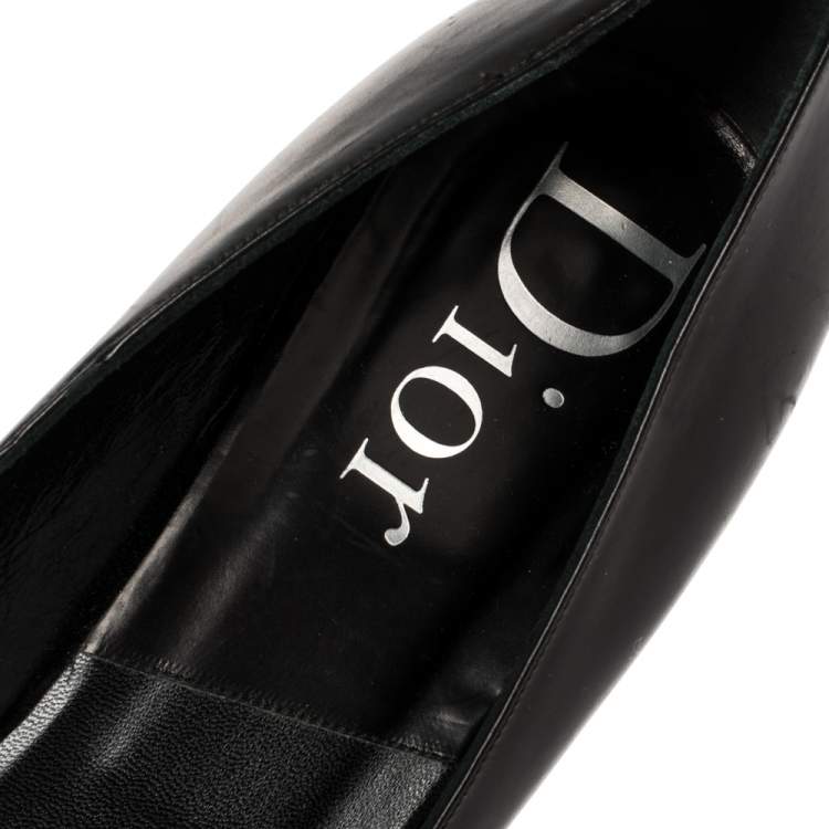Pre Owned  Dior Black Leather Star Chain Pointed Toe Pumps Size 41.5
