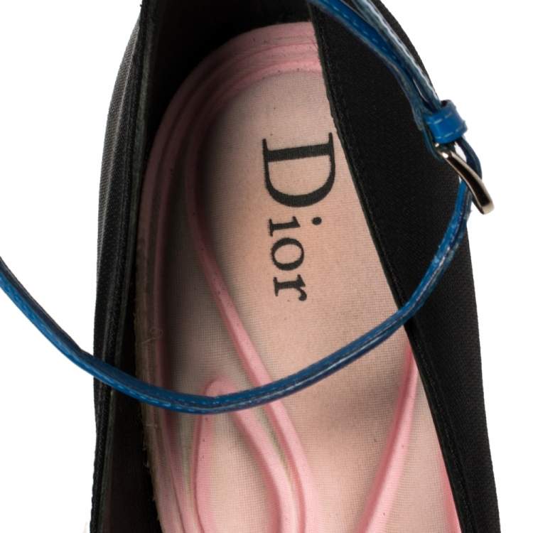 Pre Owned Dior Black Canvas Def Cruise Ankle Strap Pumps Size 40