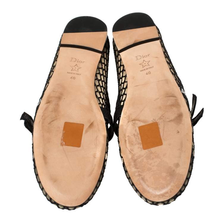Pre Owned Dior Black Mesh Miss J'Adior Round Toe Flats Size 40