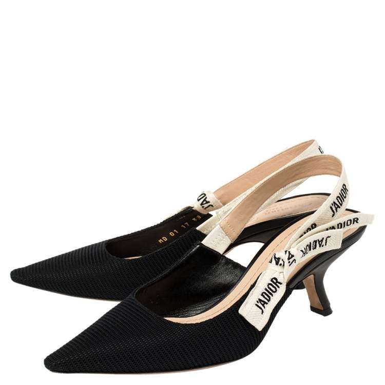 Pre Owned Dior Black Technical Canvas J'adior Slingback Sandals Size 38