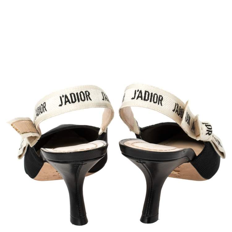 Pre Owned Dior Black Technical Canvas J'adior Slingback Sandals Size 38