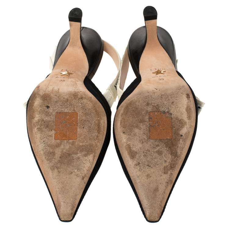 Pre Owned Dior Black Technical Canvas J'adior Slingback Sandals Size 38