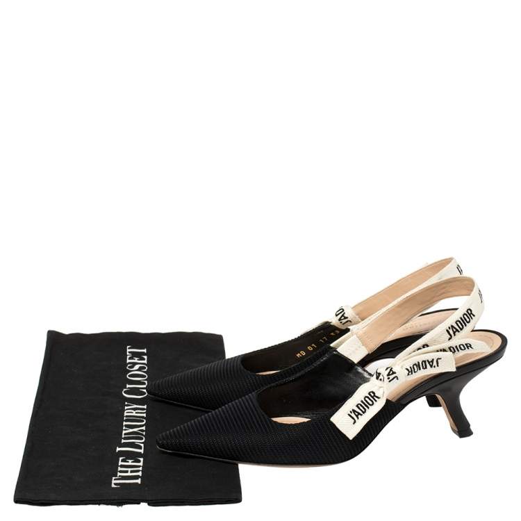 Pre Owned Dior Black Technical Canvas J'adior Slingback Sandals Size 38