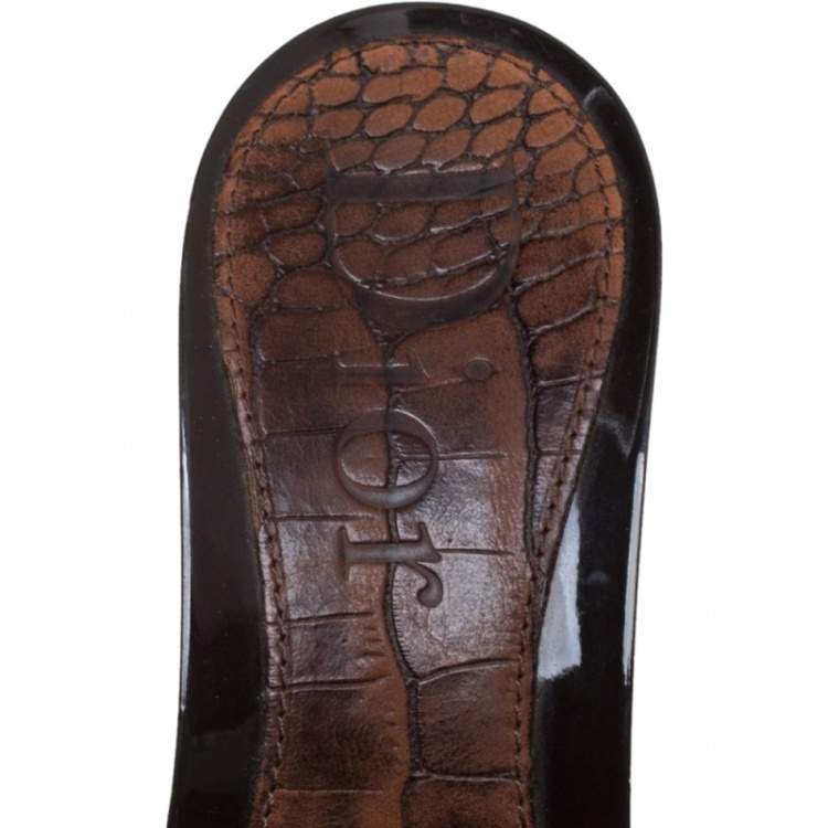 Dior Brown Croc Embossed And Suede Slide Sandals Size 40