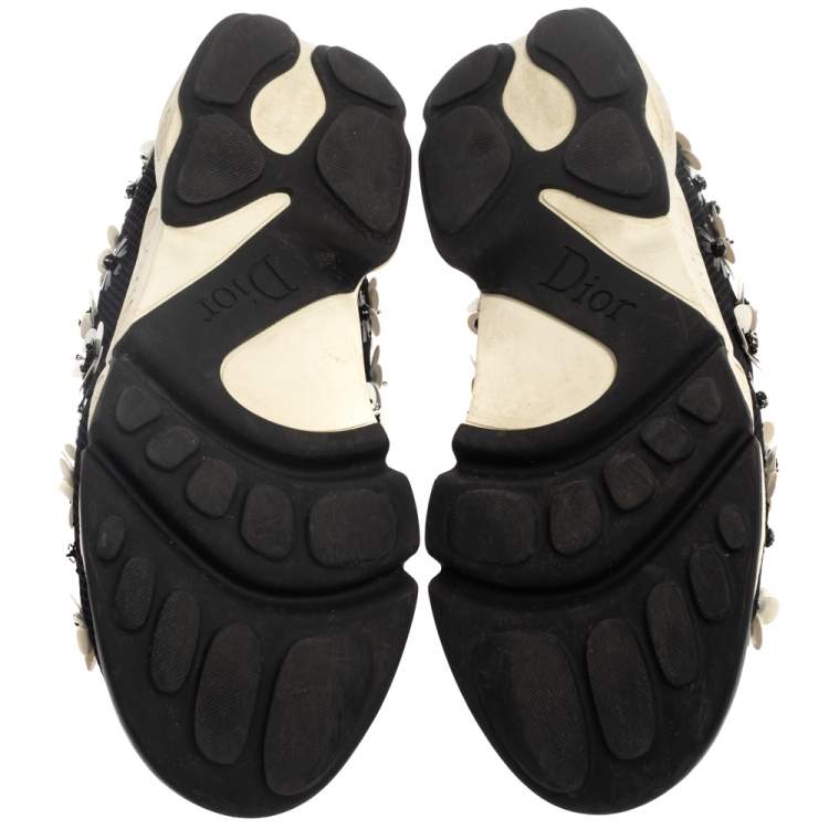 Pre Owned Dior Black Embellished Mesh Fabric Fusion Sneakers Size 35.5