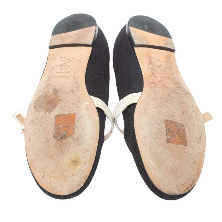 Pre Owned Dior Black Canvas Miss J'Adior Flats Size 38.5