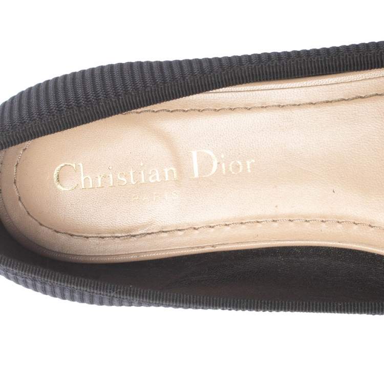 Pre Owned Dior Black Canvas Miss J'Adior Flats Size 38.5