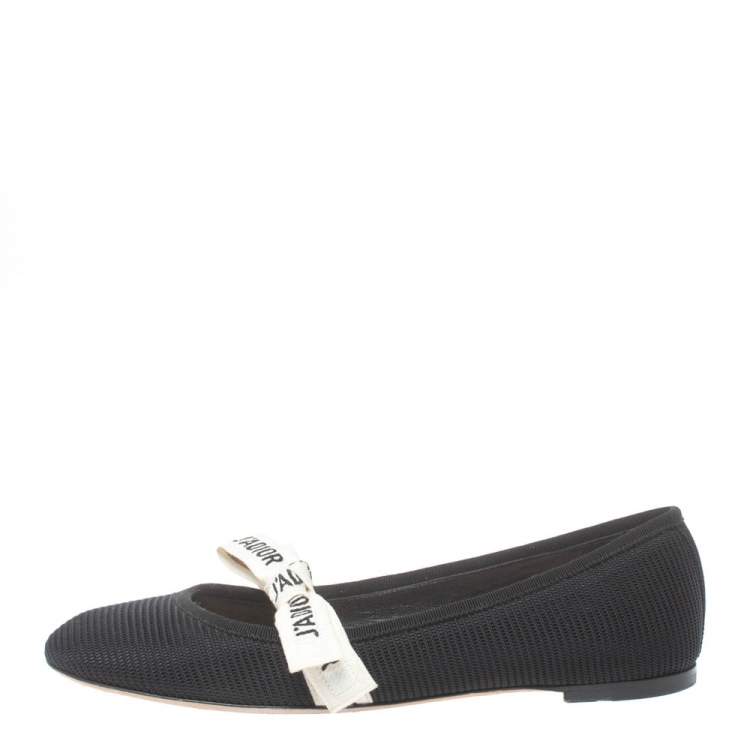 Pre Owned Dior Black Canvas Miss J'Adior Flats Size 38.5