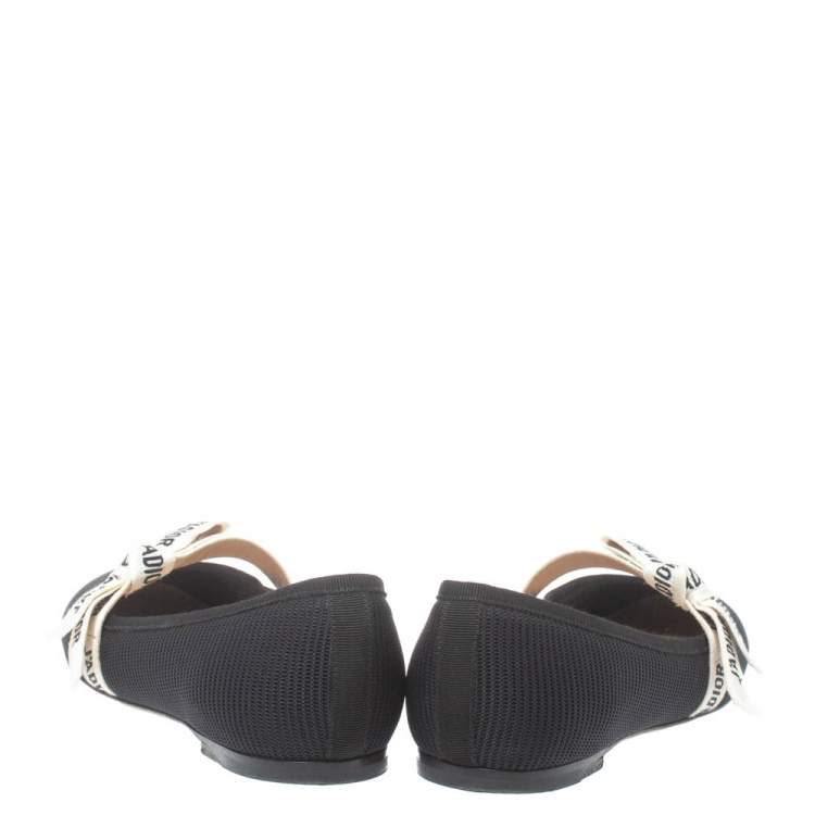 Pre Owned Dior Black Canvas Miss J'Adior Flats Size 38.5