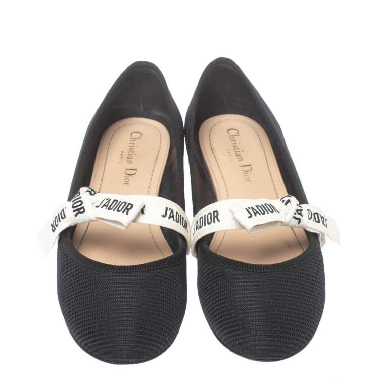 Pre Owned Dior Black Canvas Miss J'Adior Flats Size 38.5
