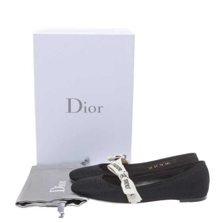 Pre Owned Dior Black Canvas Miss J'Adior Flats Size 38.5