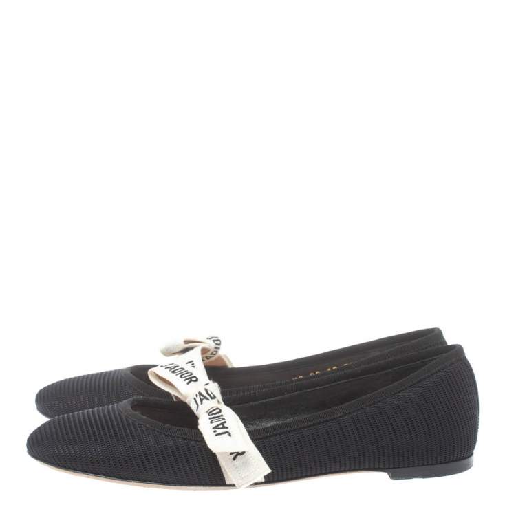 Pre Owned Dior Black Canvas Miss J'Adior Flats Size 38.5