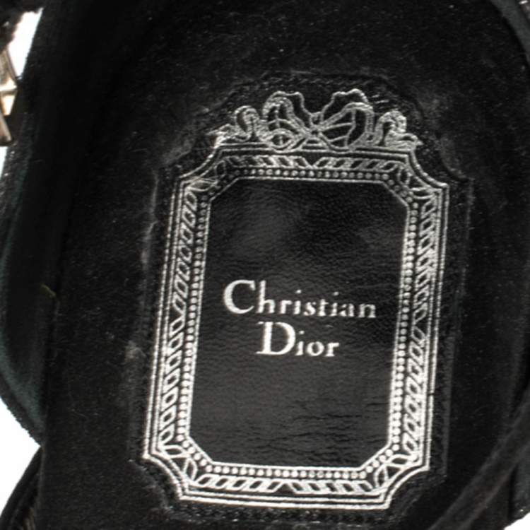 Pre Owned Dior Black Satin T Strap Thong Flat Sandals Size 39.5