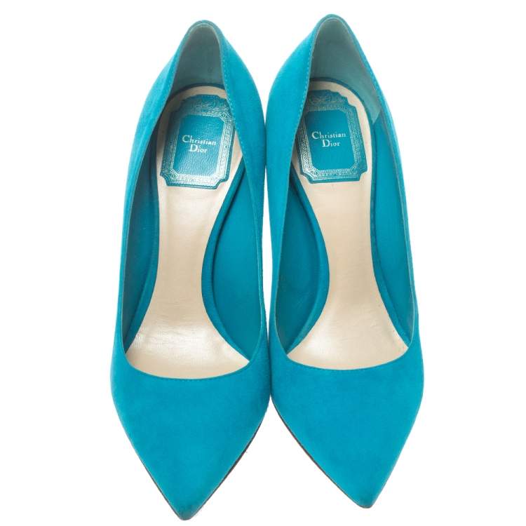 Pre Owned Dior Blue Suede Leather Pointed Toe Pumps Size 36.5