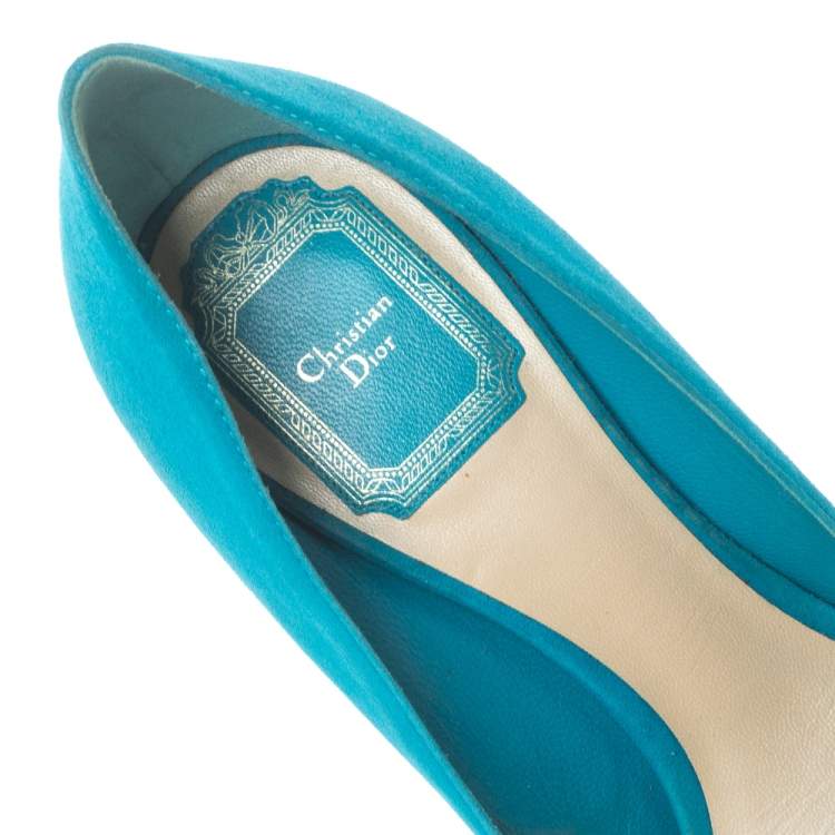 Pre Owned Dior Blue Suede Leather Pointed Toe Pumps Size 36.5