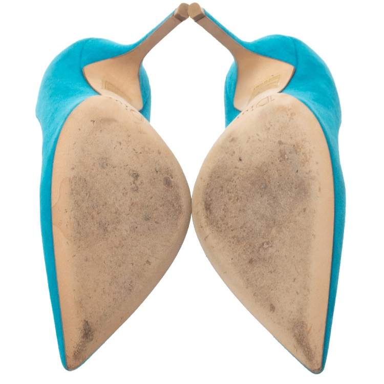 Pre Owned Dior Blue Suede Leather Pointed Toe Pumps Size 36.5
