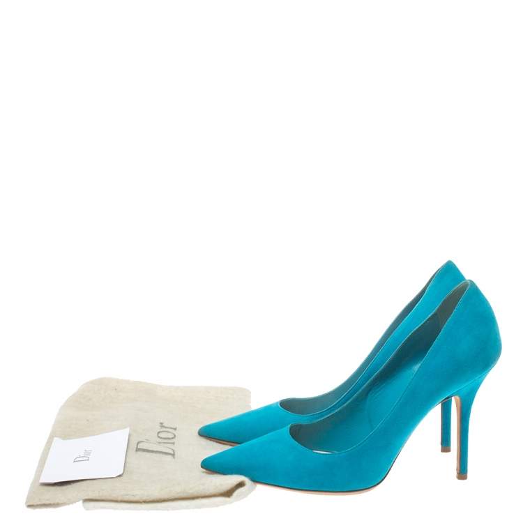 Pre Owned Dior Blue Suede Leather Pointed Toe Pumps Size 36.5