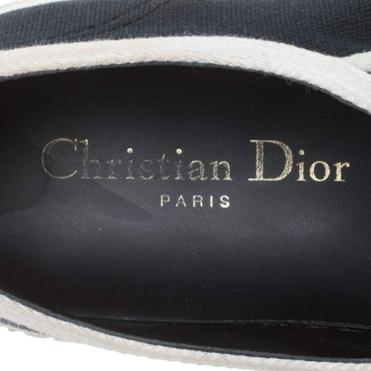 Pre Owned Dior Blue Canvas And White Cotton Trim Walk'N'Dior Low Top Sneakers Size 37